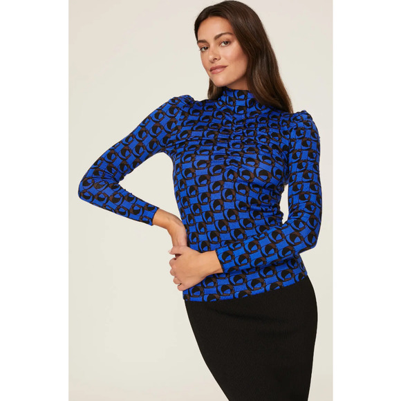 Diane Von Furstenberg Sweaters - Diane Von Furstenberg DVF Tanner Ruched Sweater Blue Women's Size Small FLAW